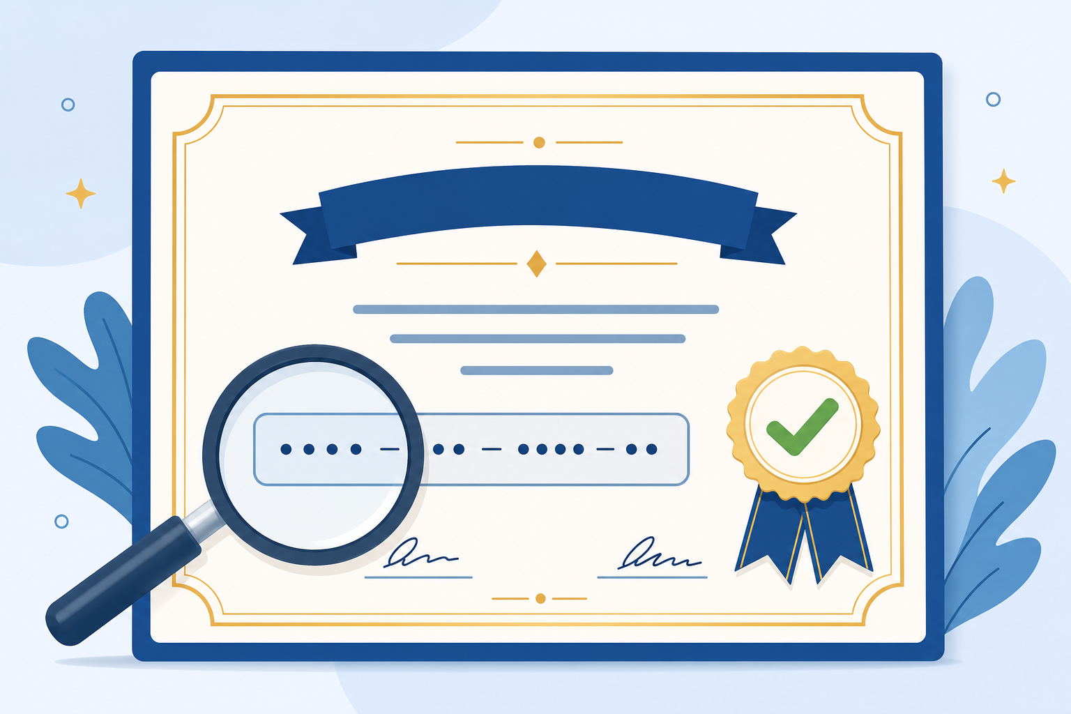Illustration of a Texas adult drivers ed certificate of completion with a highlighted certificate number